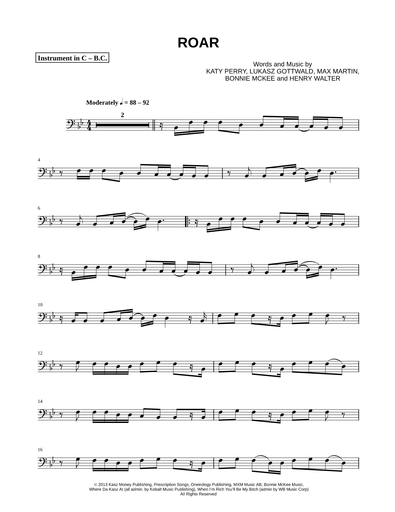 Collection: Roar - Bass Clef Instrument & Piano