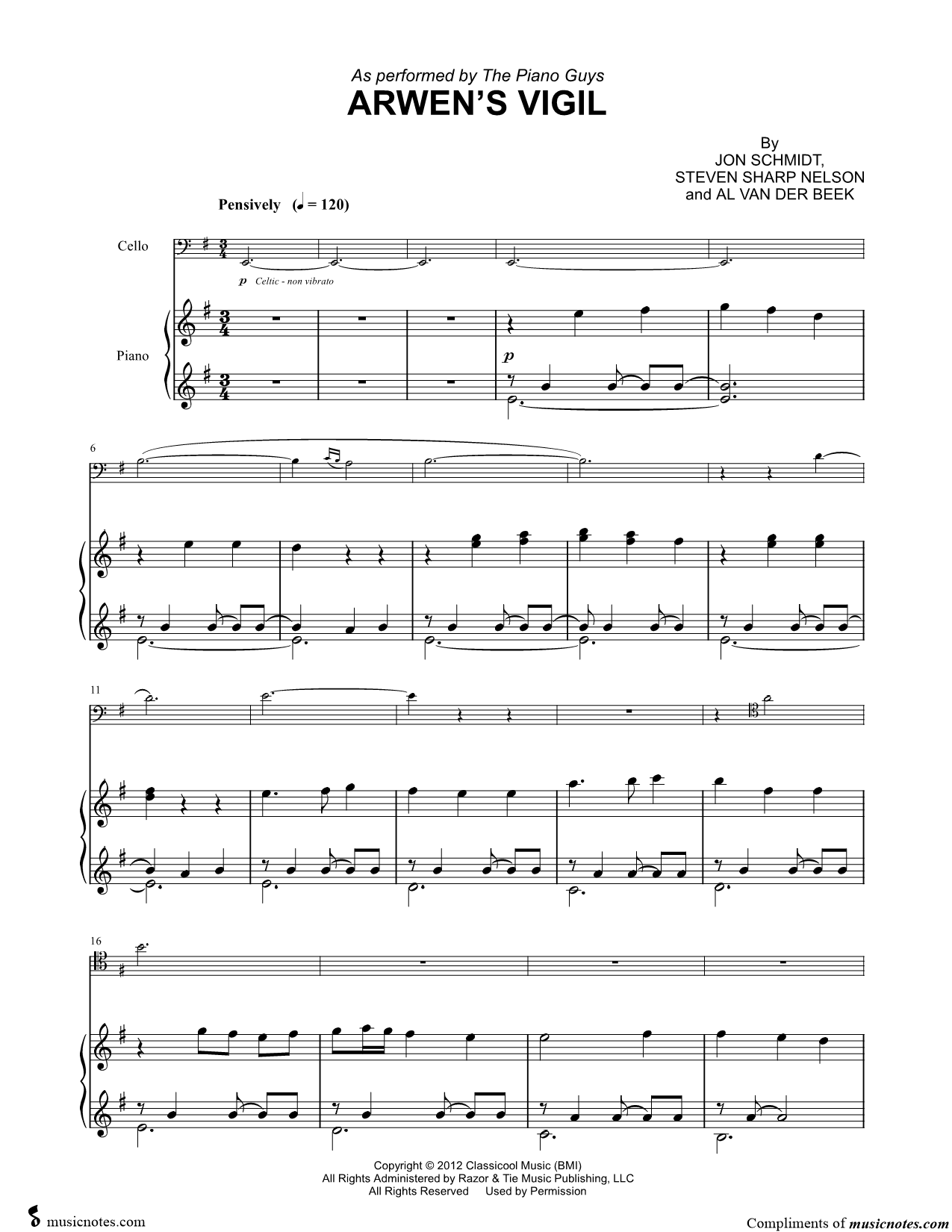 Collection: Arwen's Vigil - Cello & Piano