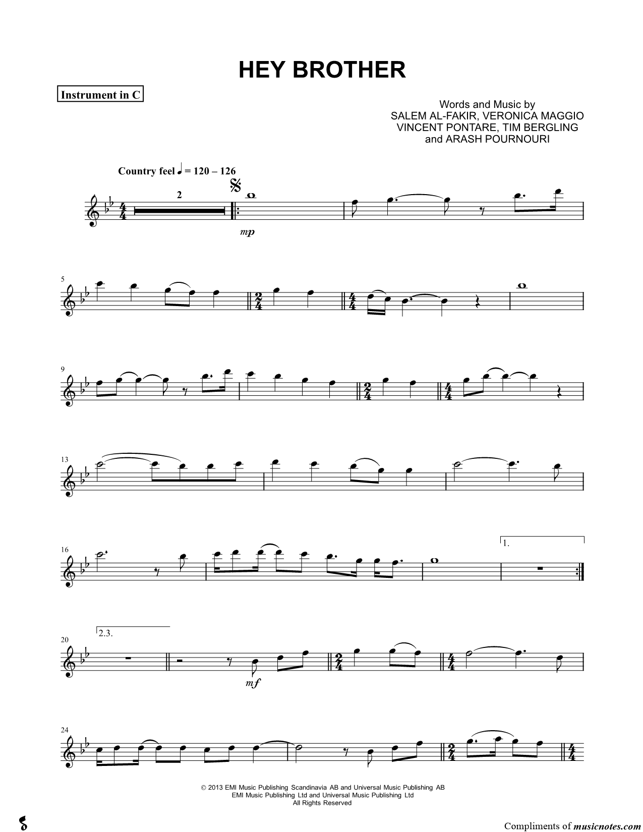 Collection: Hey Brother - C Instrument & Piano