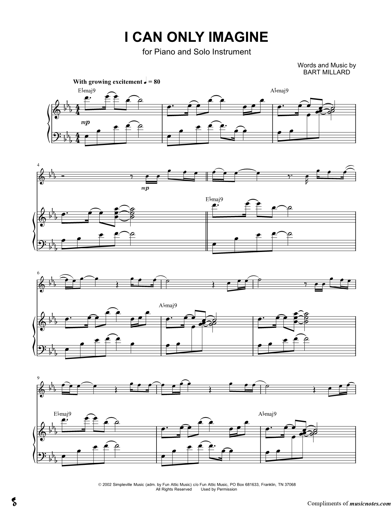 Collection: I Can Only Imagine - C Instrument & Piano