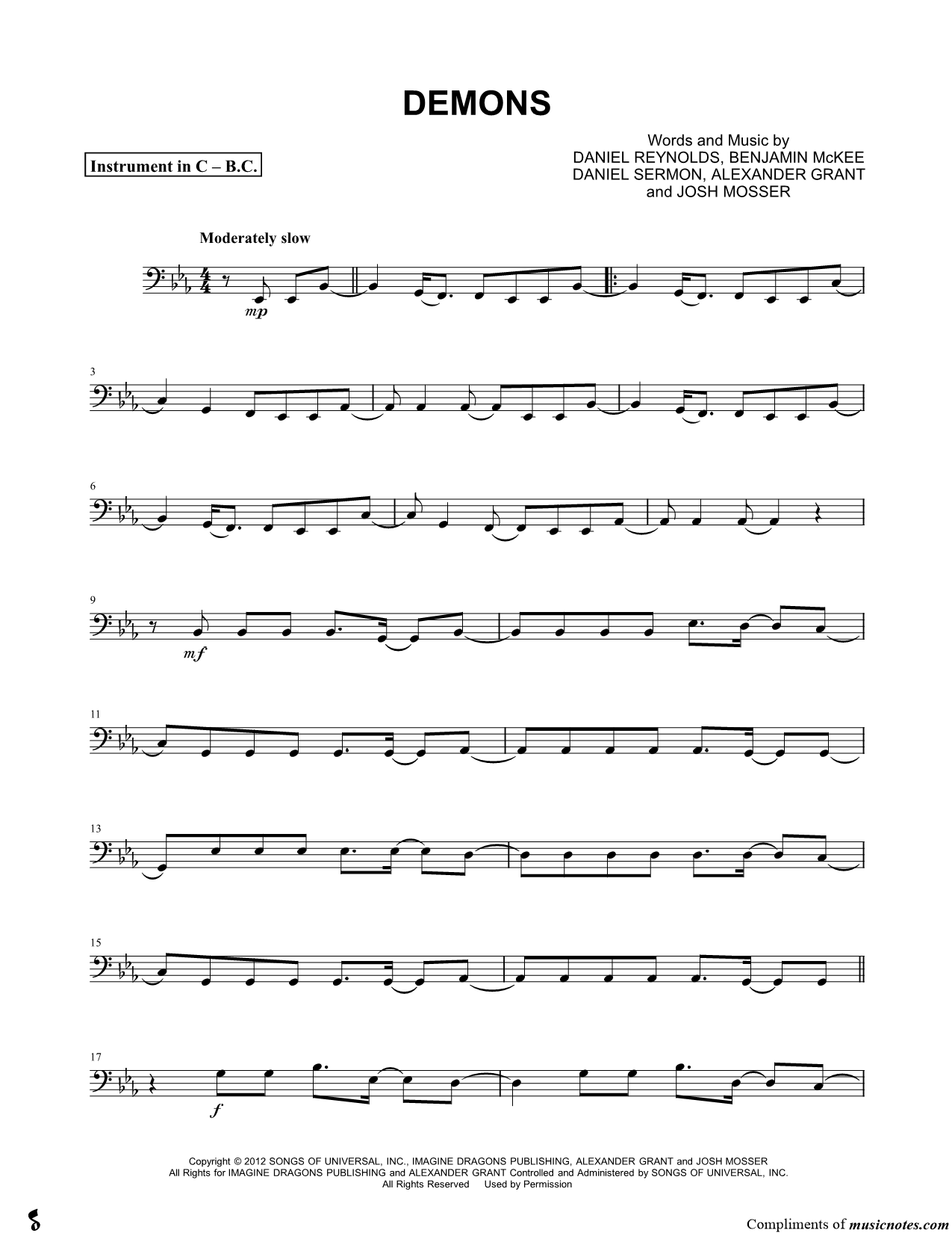 Collection: Demons - Bass Clef Instrument & Piano