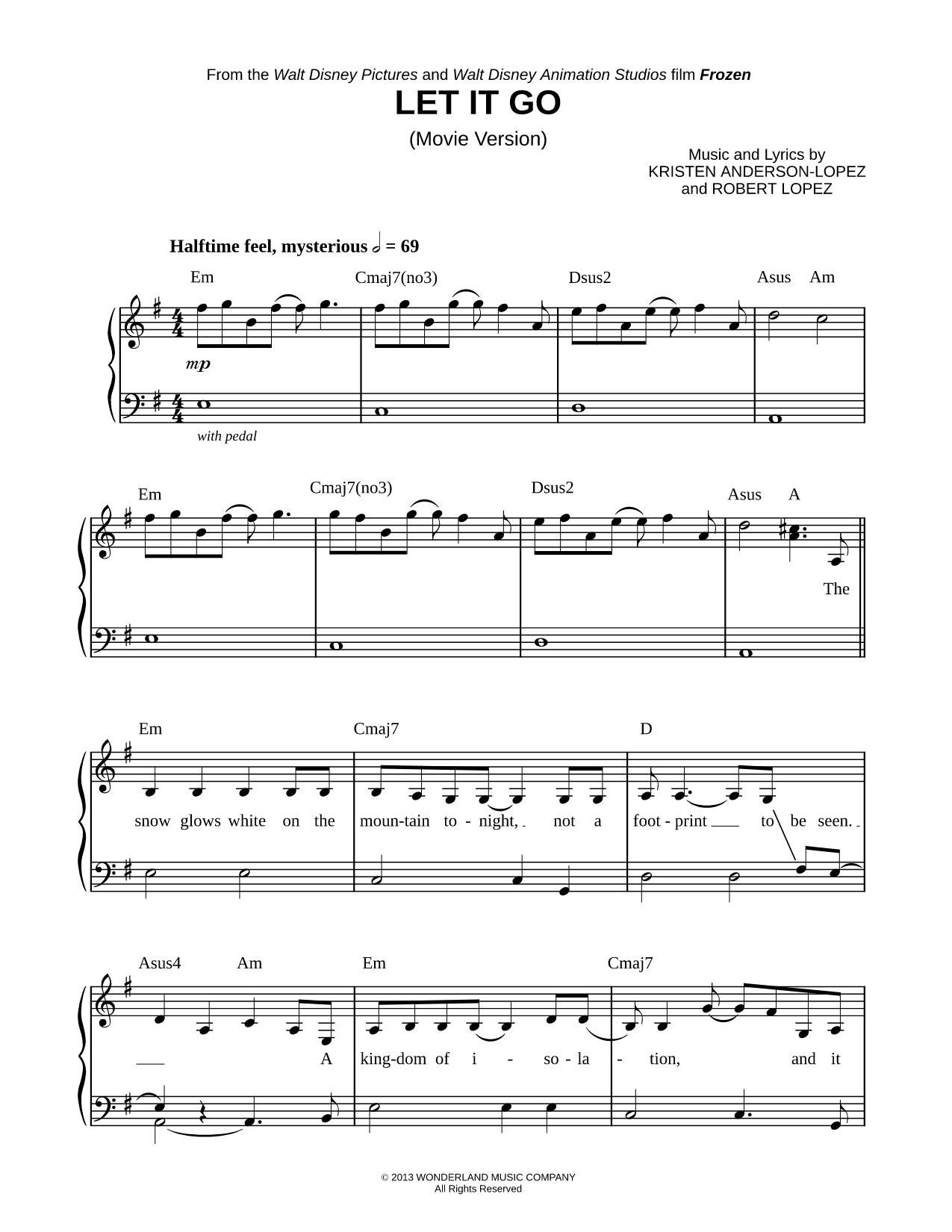 Collection: Highlights from Disney's 'Frozen' for Easy Piano