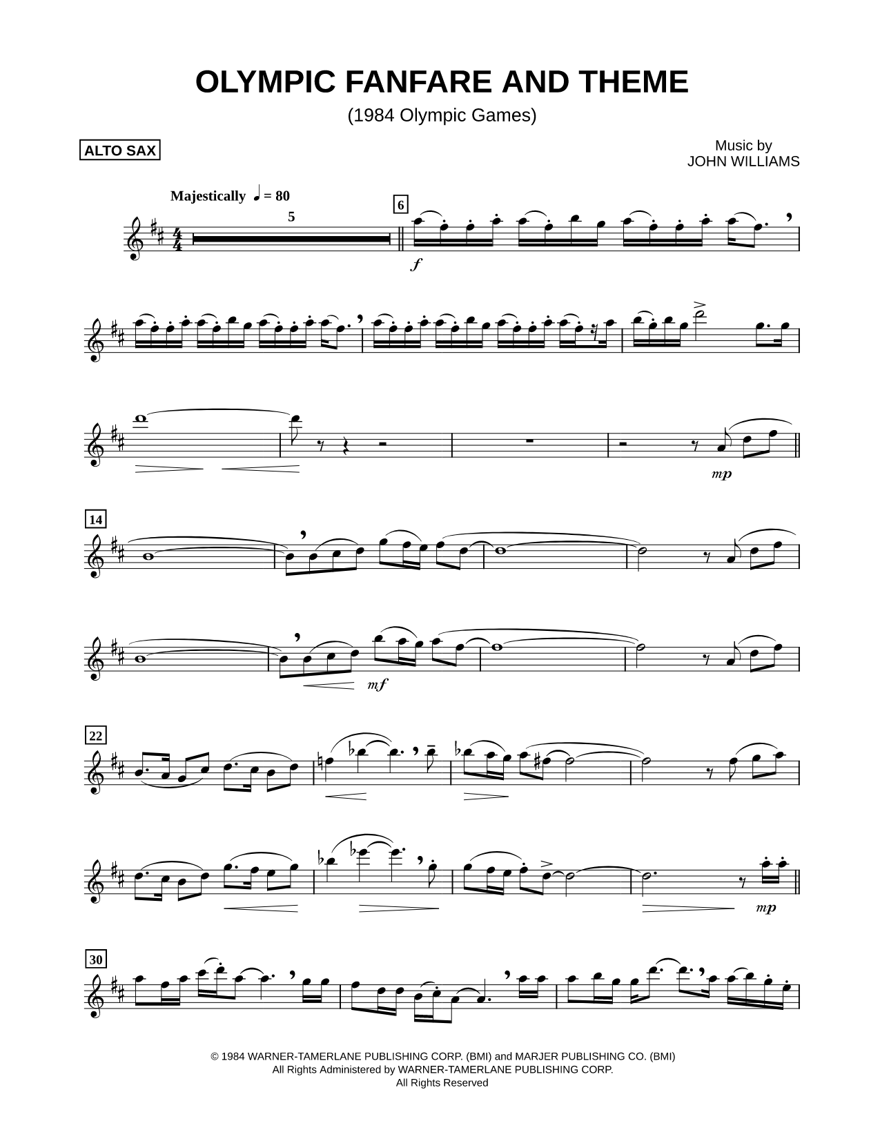 Collection: Olympic Fanfare and Theme - Alto Saxophone & Piano