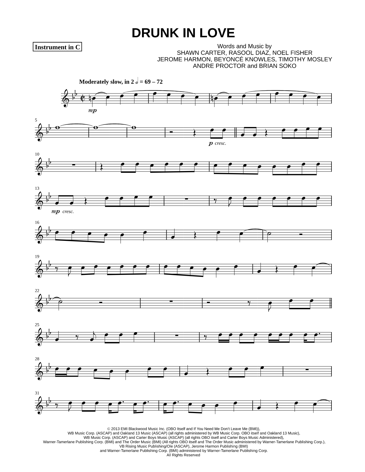 Collection: Drunk in Love - C Instrument & Piano