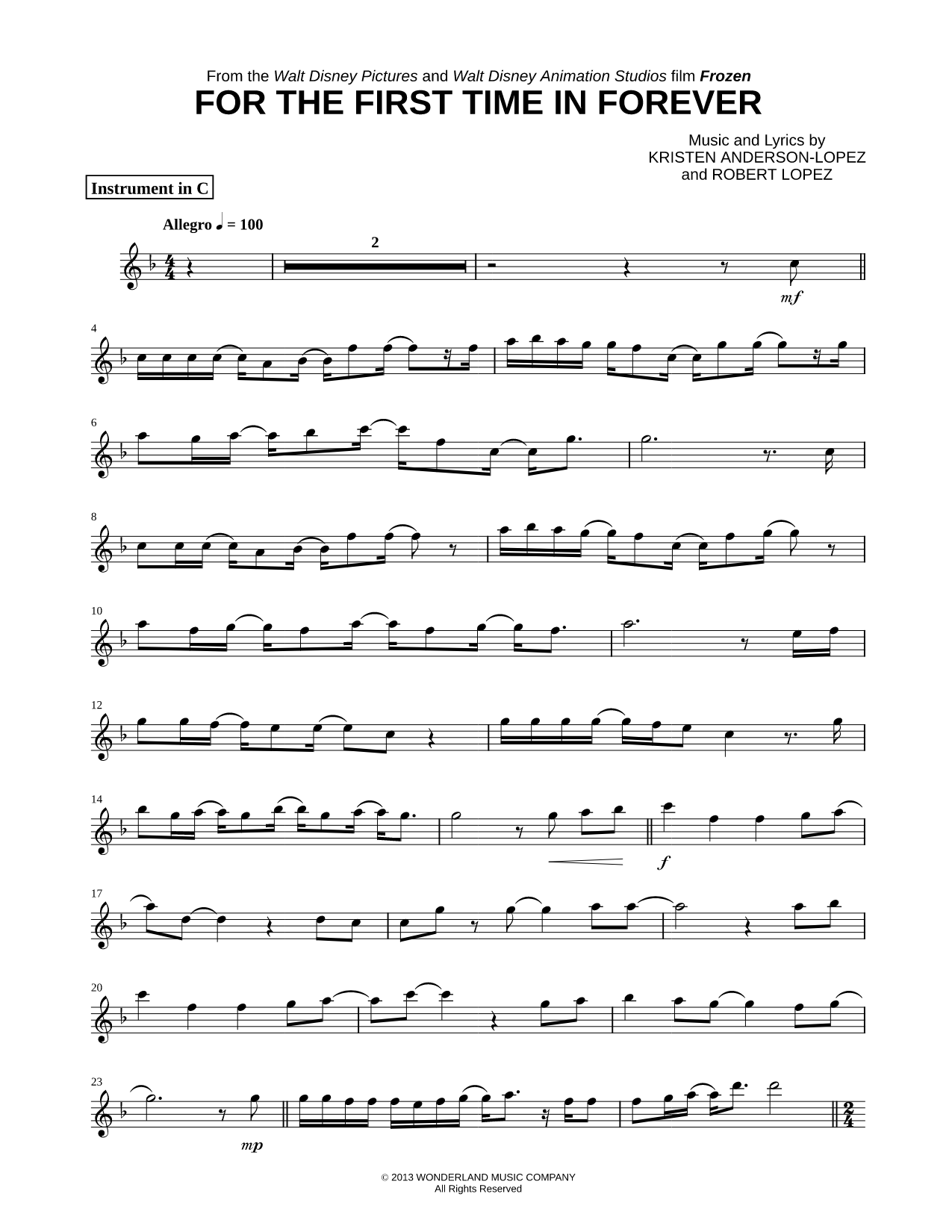 Collection: For the First Time in Forever - C Instrument & Piano