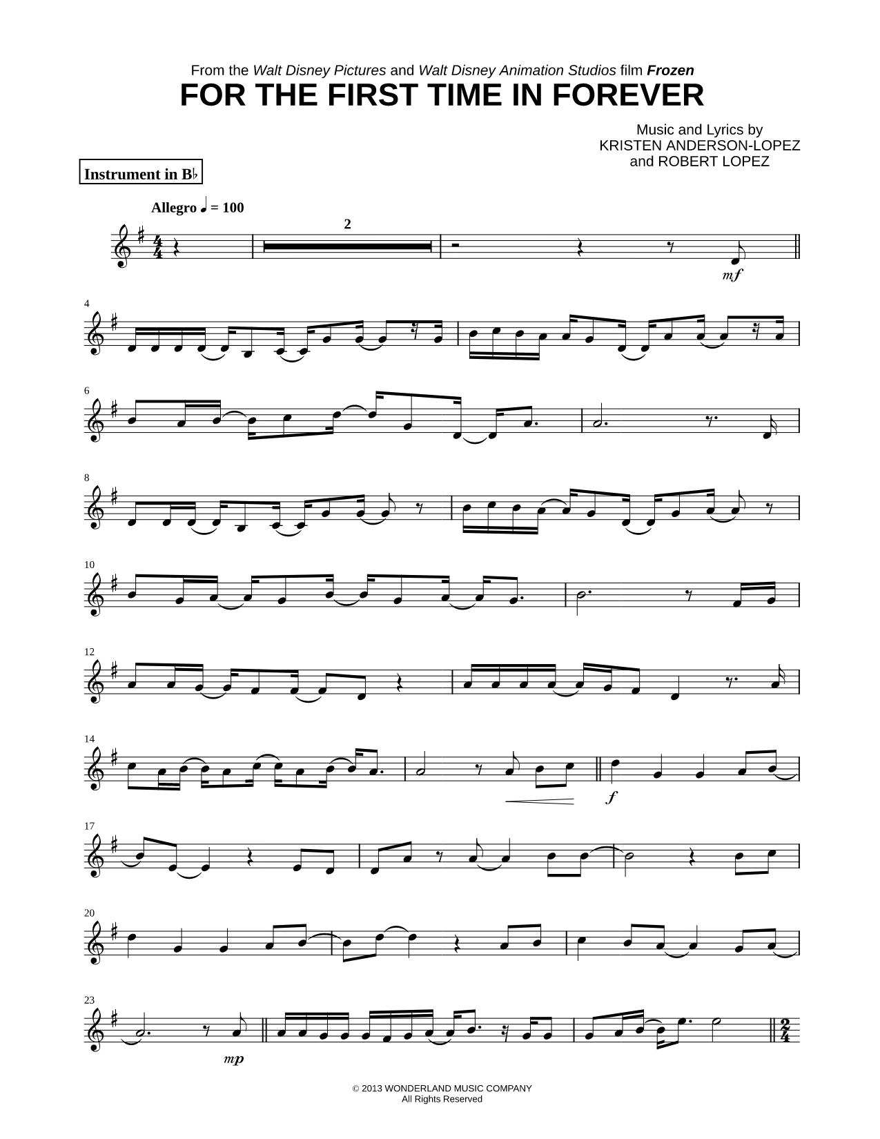 Collection: For the First Time in Forever - Bb Instrument & Piano