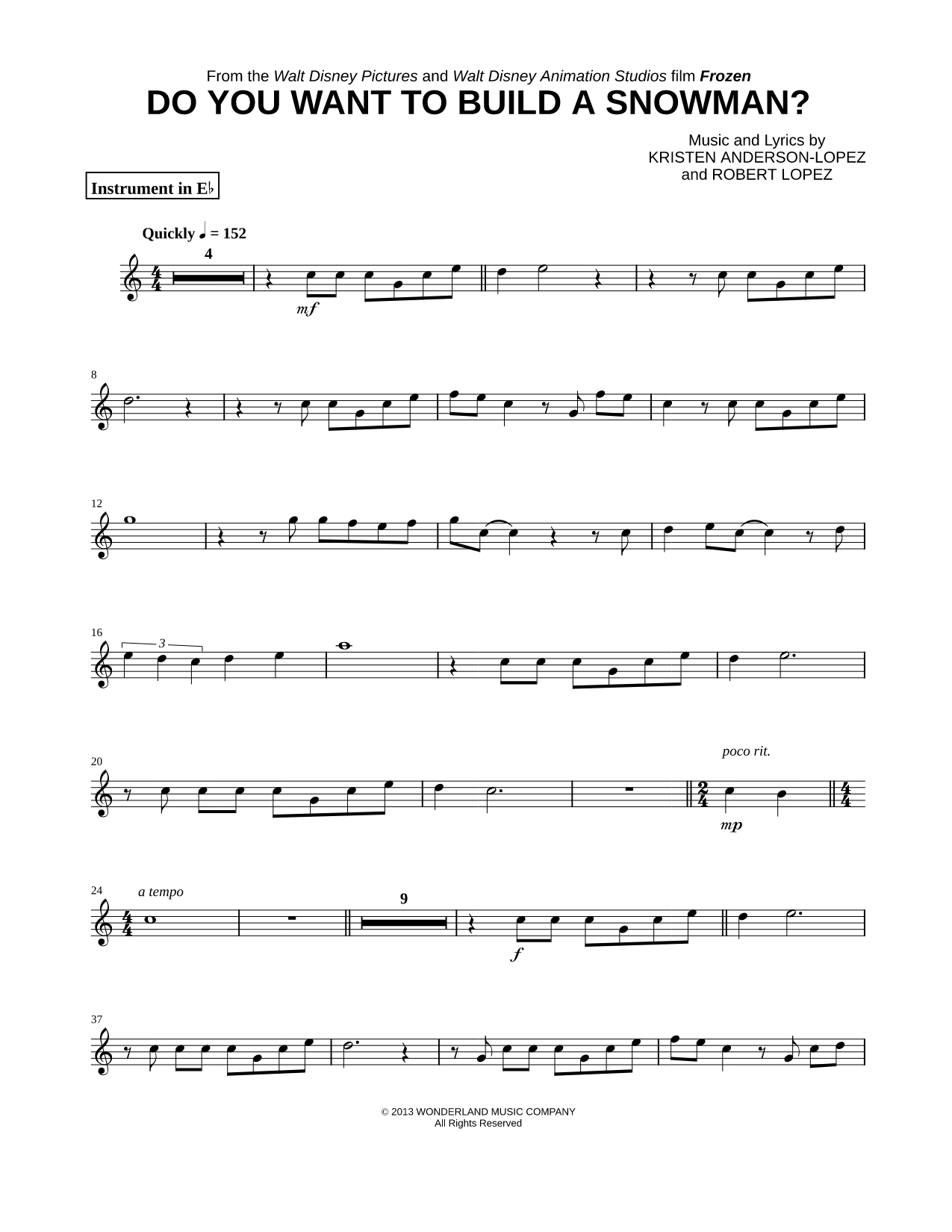Collection: Do You Want to Build a Snowman? - Eb Instrument & Piano