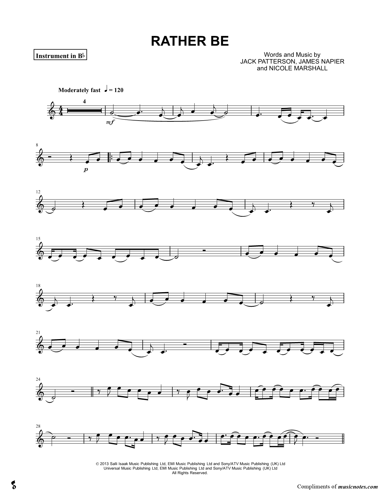 Collection: Rather Be - Bb Instrument & Piano