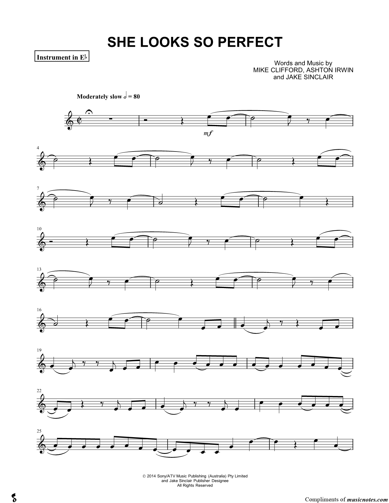 Collection: She Looks So Perfect - Eb Instrument & Piano