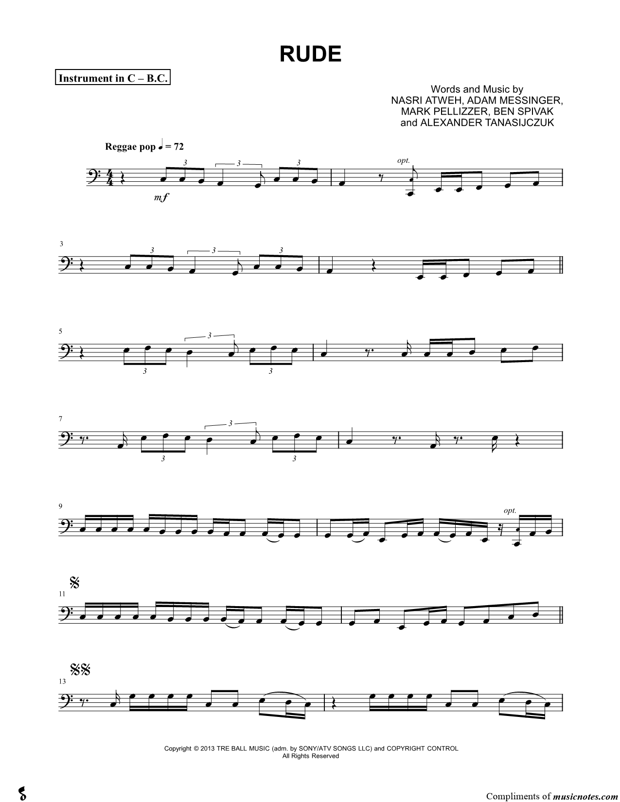Collection: Rude - Bass Clef Instrument & Piano
