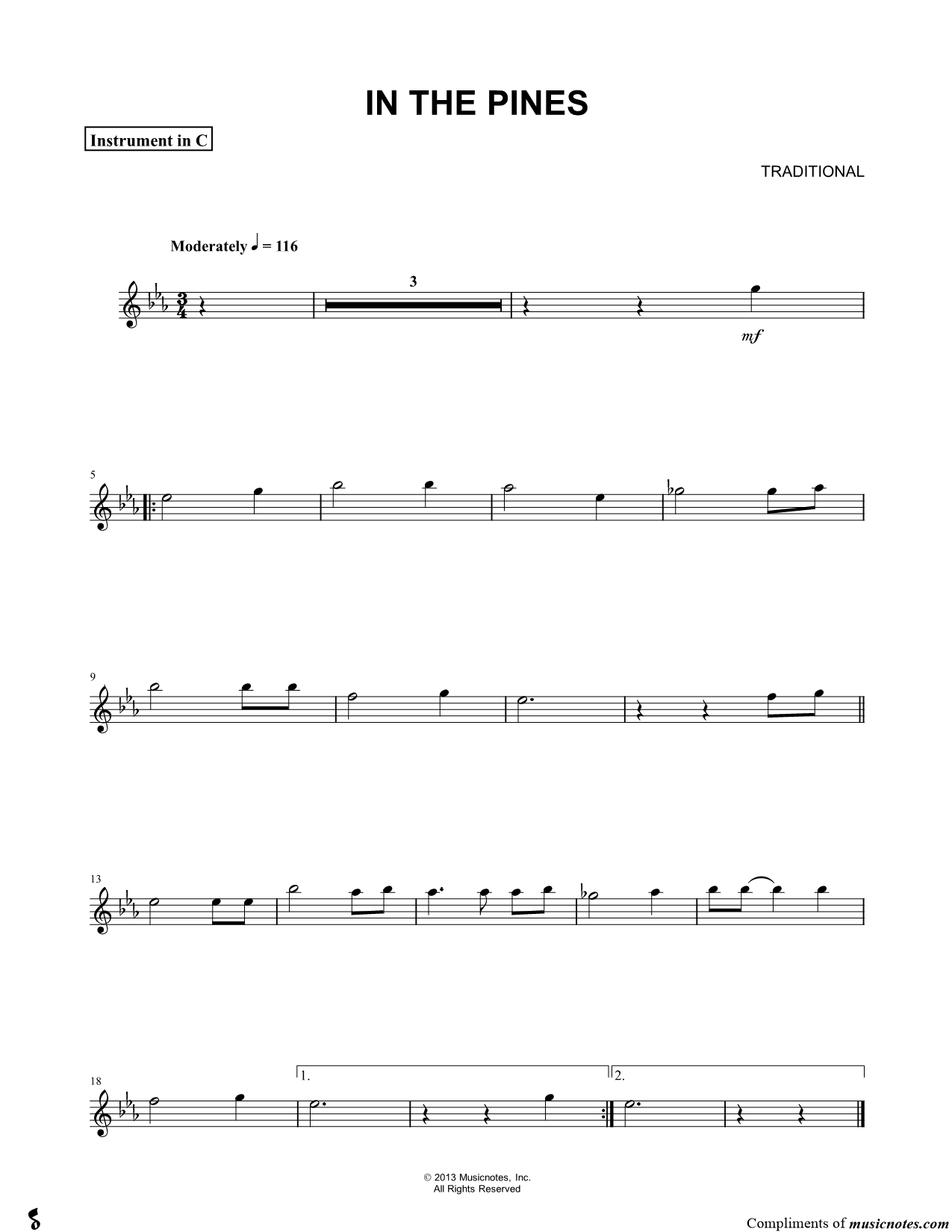 Collection: In The Pines - C Instrument & Piano