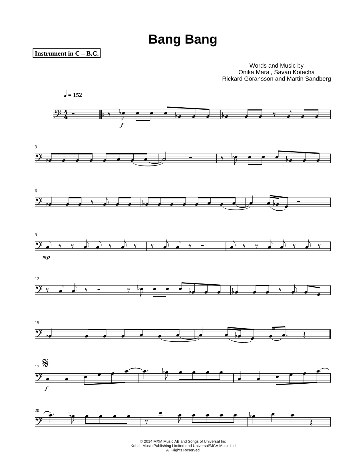 Collection: Bang Bang - Bass Clef Instrument & Piano