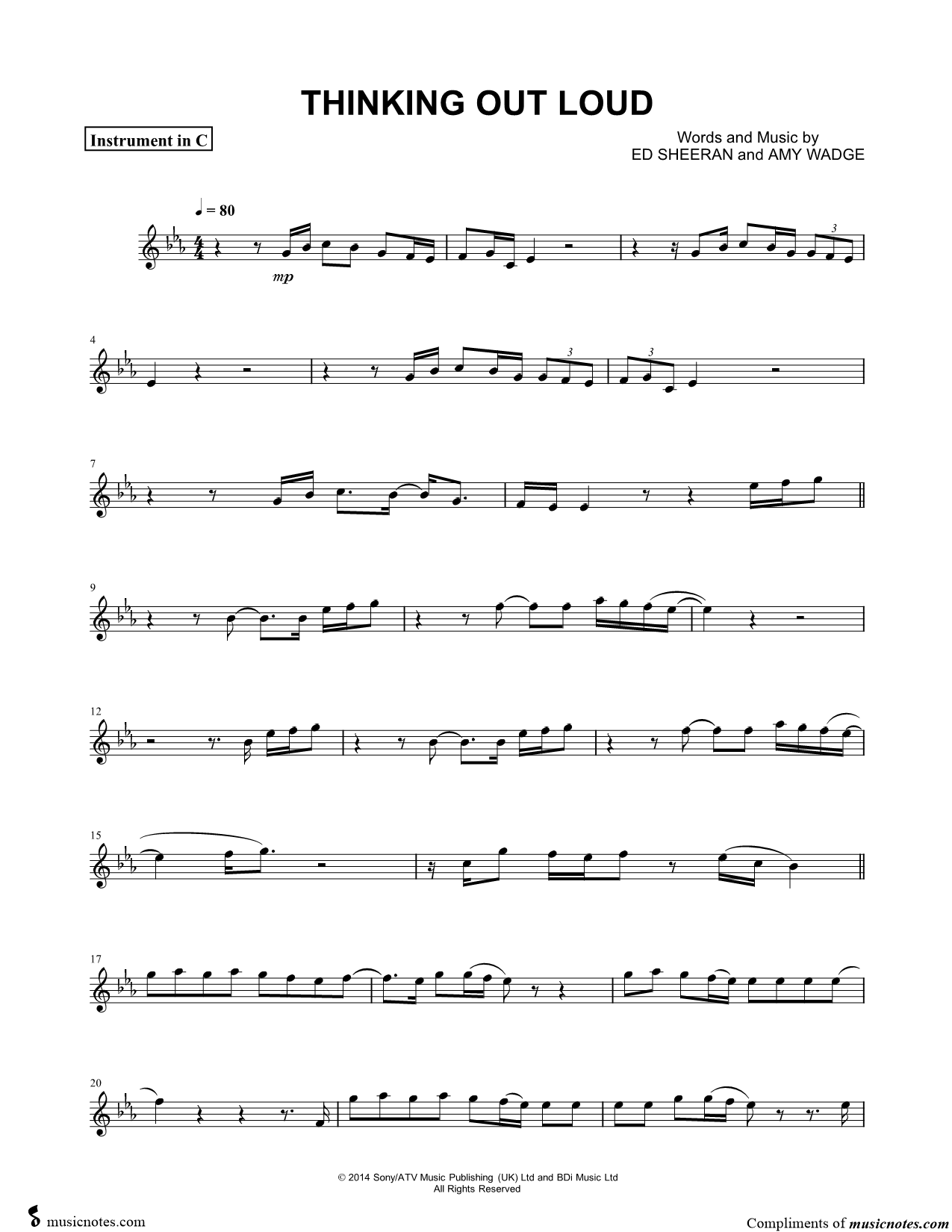 Collection: Thinking Out Loud - C Instrument & Piano