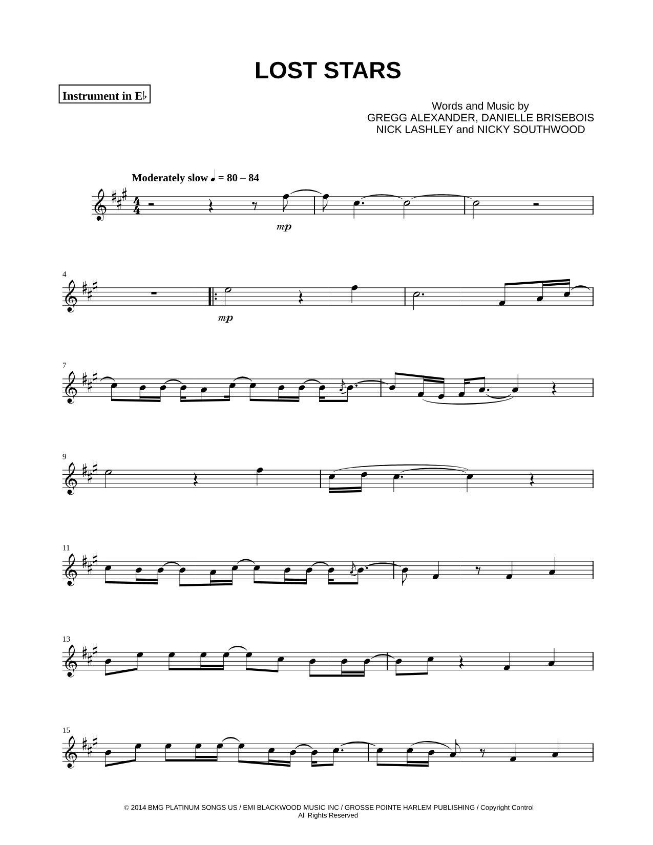 Collection: Lost Stars - Eb Instrument & Piano