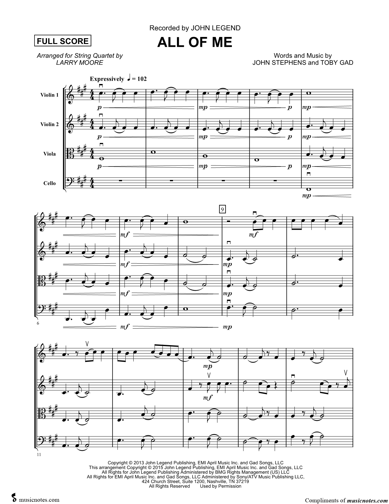 Collection: All of Me - String Quartet
