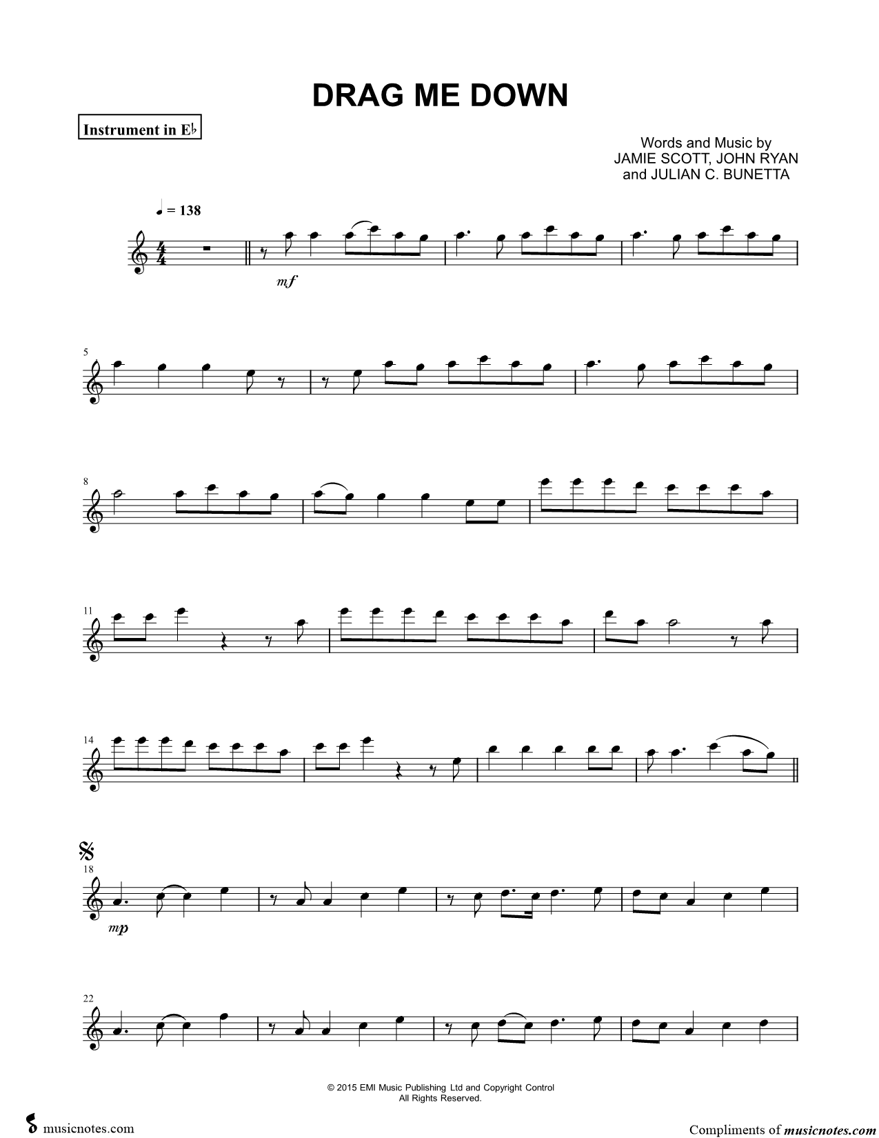 Collection: Drag Me Down - Eb Instrument & Piano