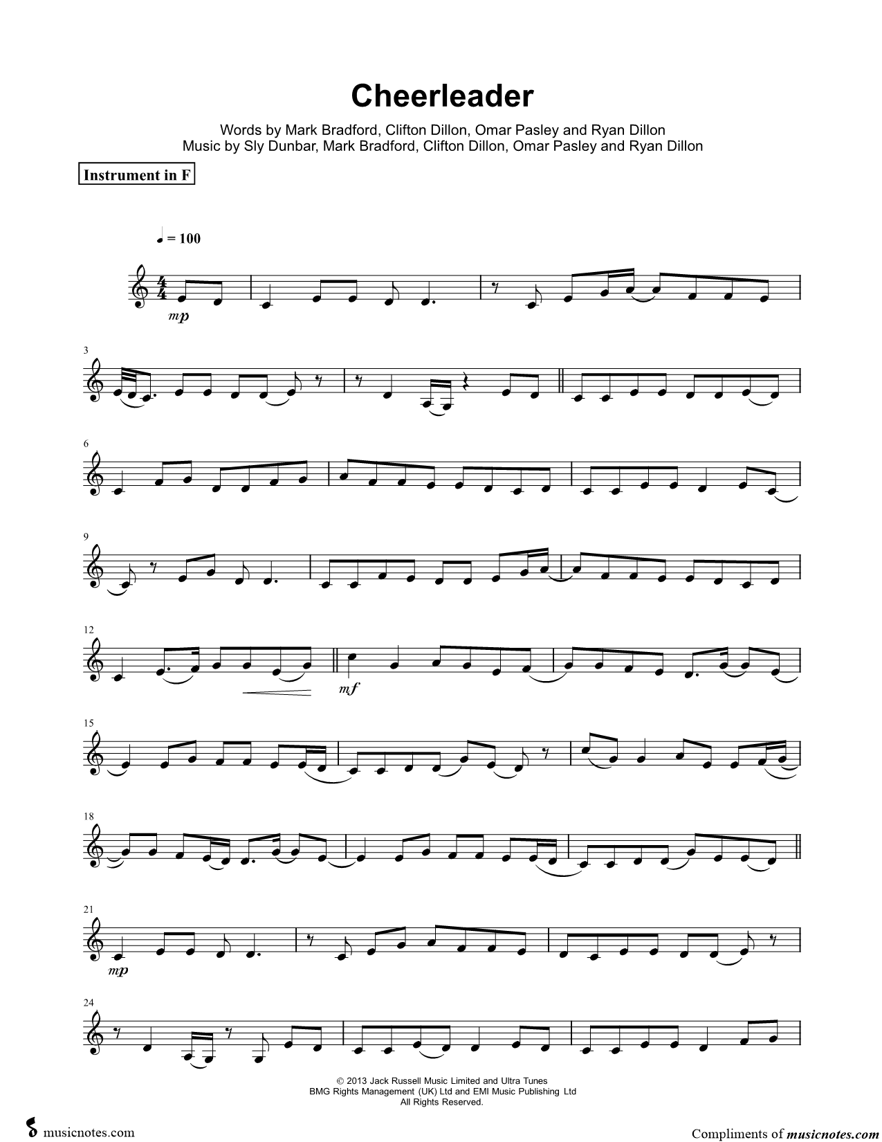 Collection: Cheerleader - F Instrument & Piano