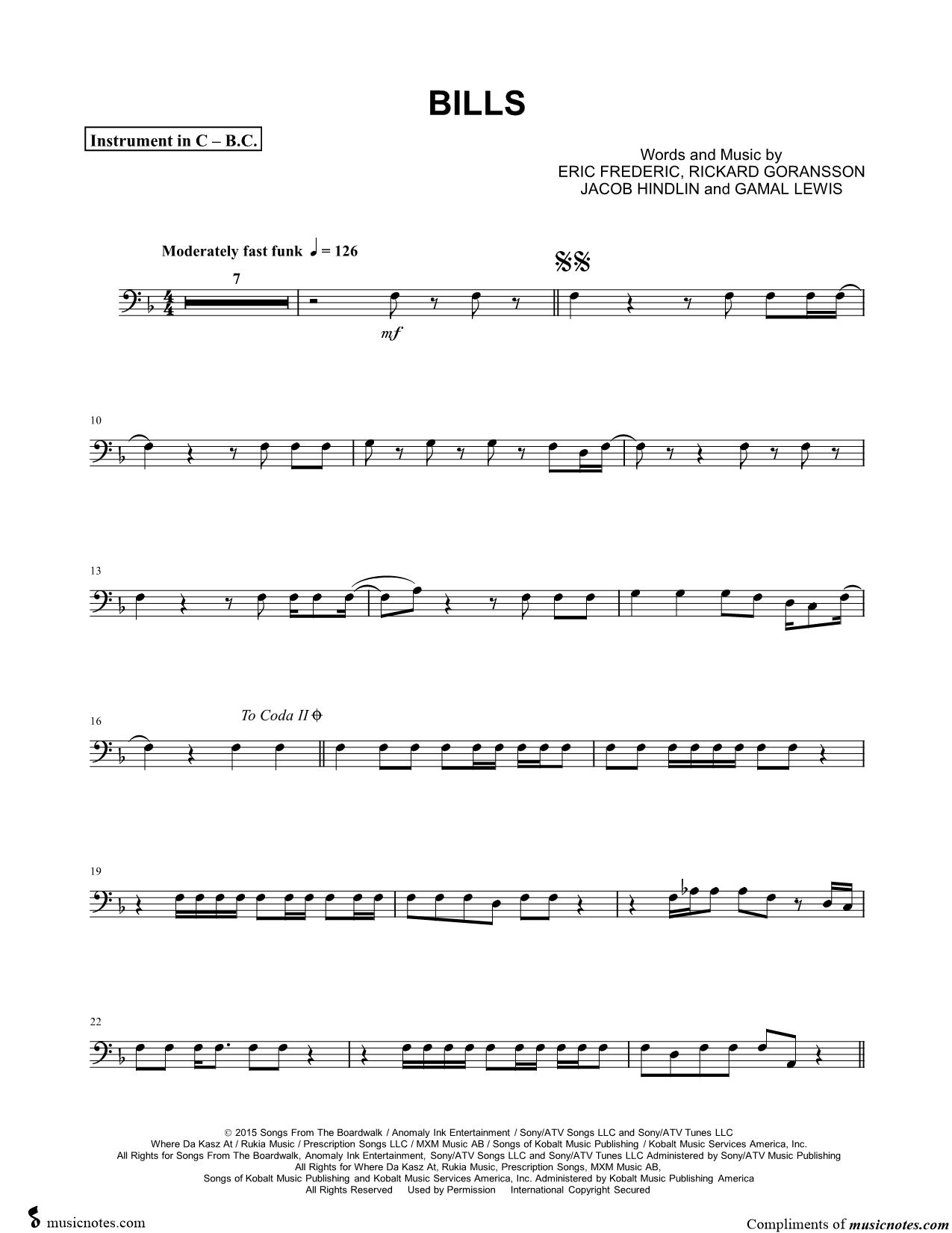 Collection: Bills - Bass Clef Instrument & Piano