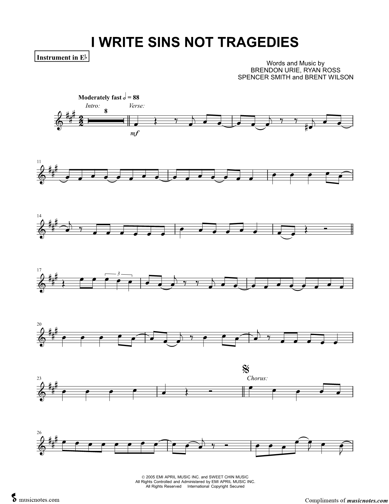 Collection: I Write Sins Not Tragedies - Eb Instrument & Piano
