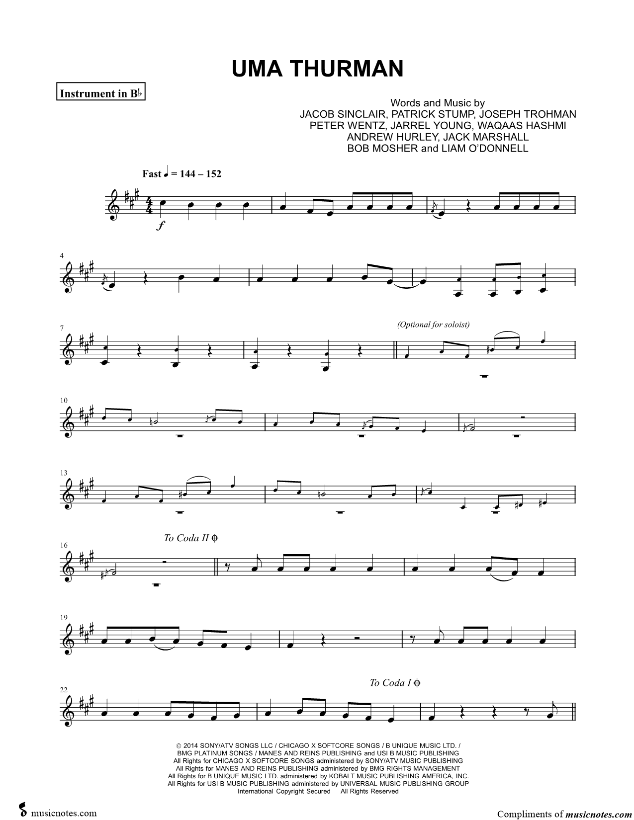 Collection: Uma Thurman - Bb Instrument & Piano
