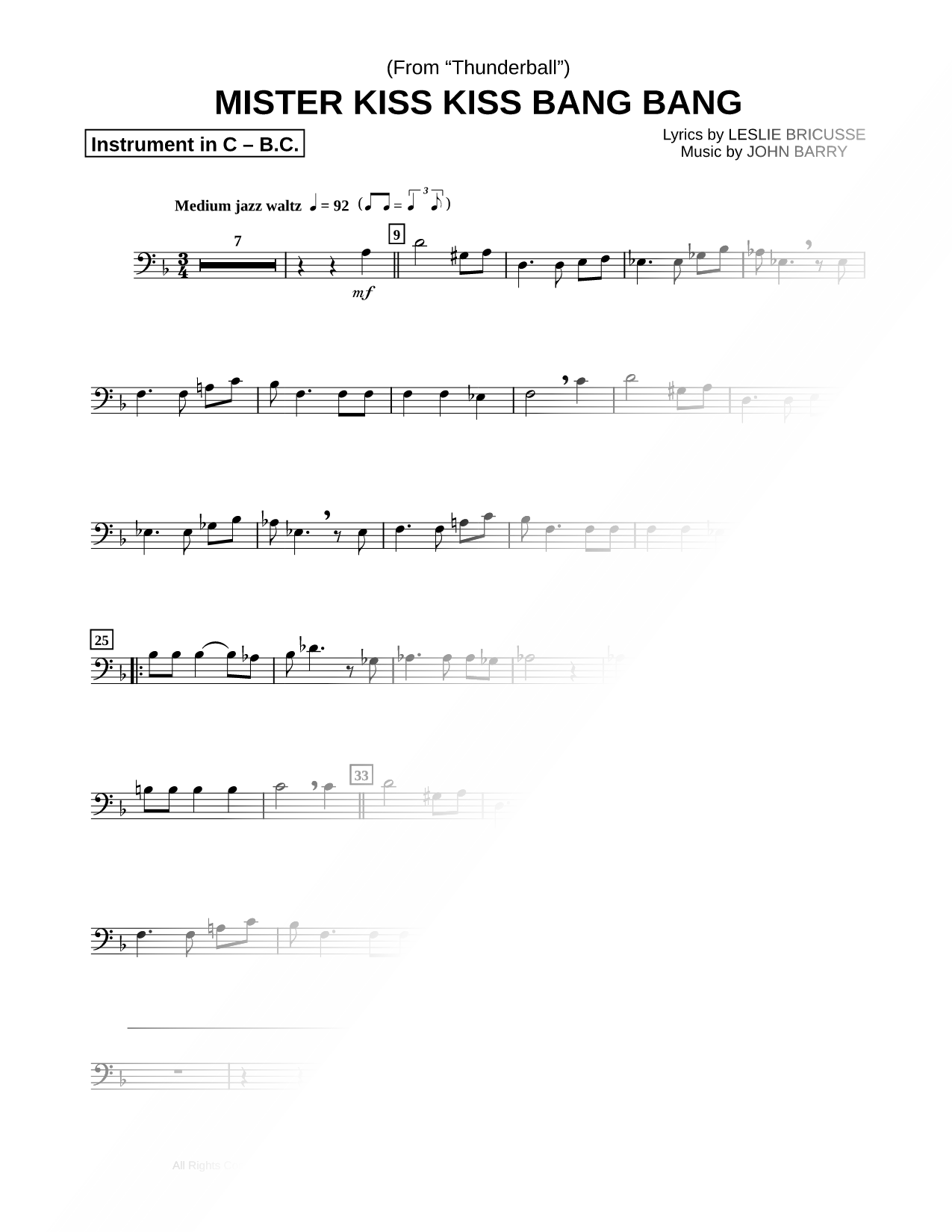 Collection: Mister Kiss Kiss Bang Bang - Bass Clef Instrument & Piano