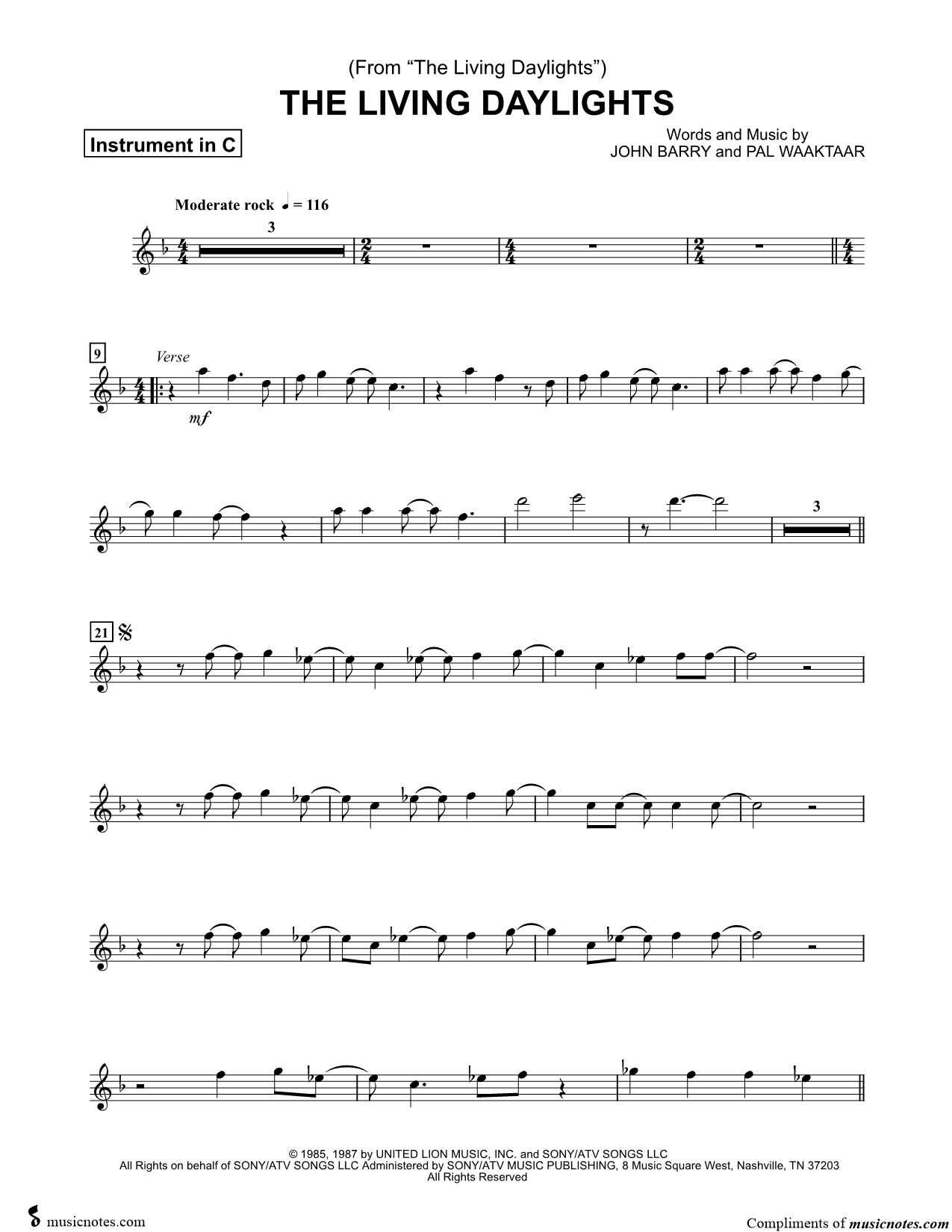Collection: The Living Daylights - C Instrument & Piano