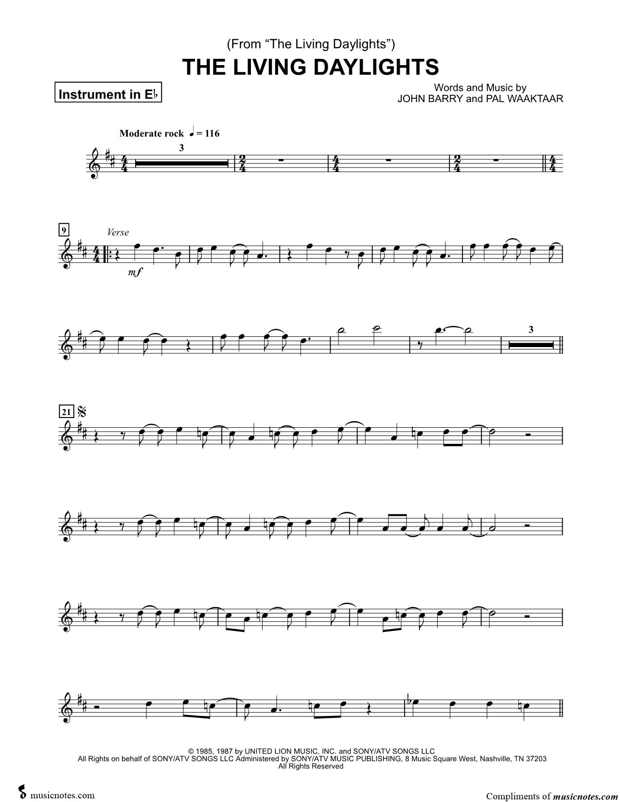 Collection: The Living Daylights - Eb Instrument & Piano