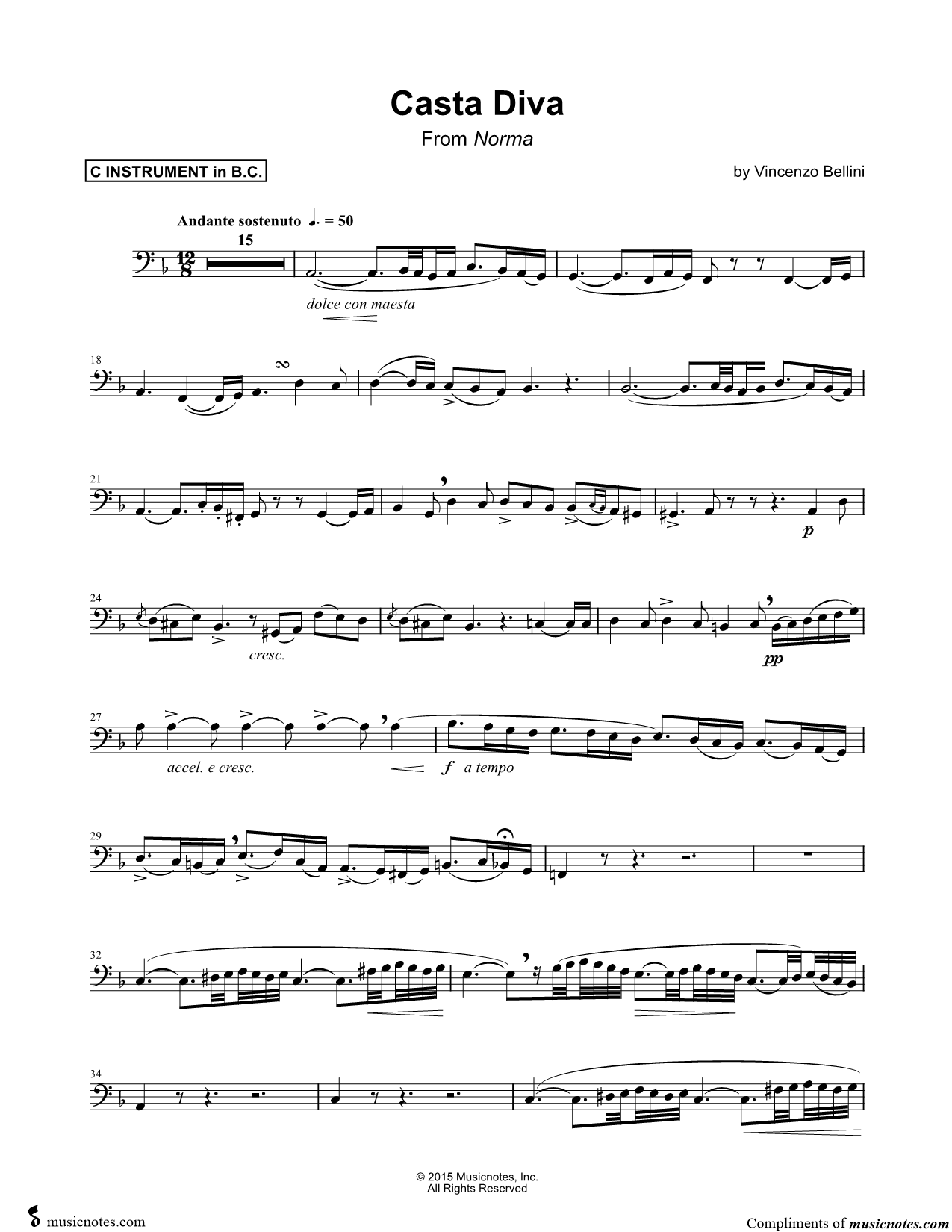 Collection: Casta Diva - Bass Clef Instrument & Piano
