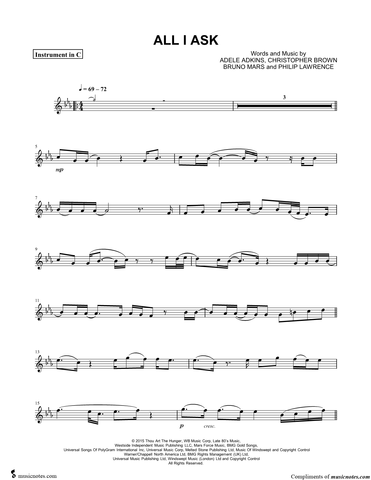 Collection: All I Ask - C Instrument & Piano