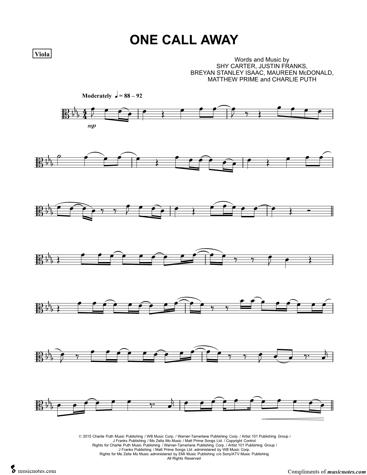 Collection: One Call Away - Viola & Piano