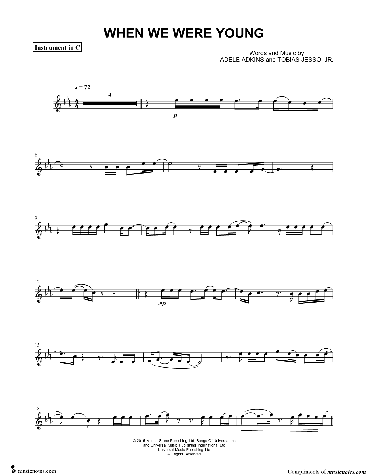 Collection: When We Were Young - C Instrument & Piano