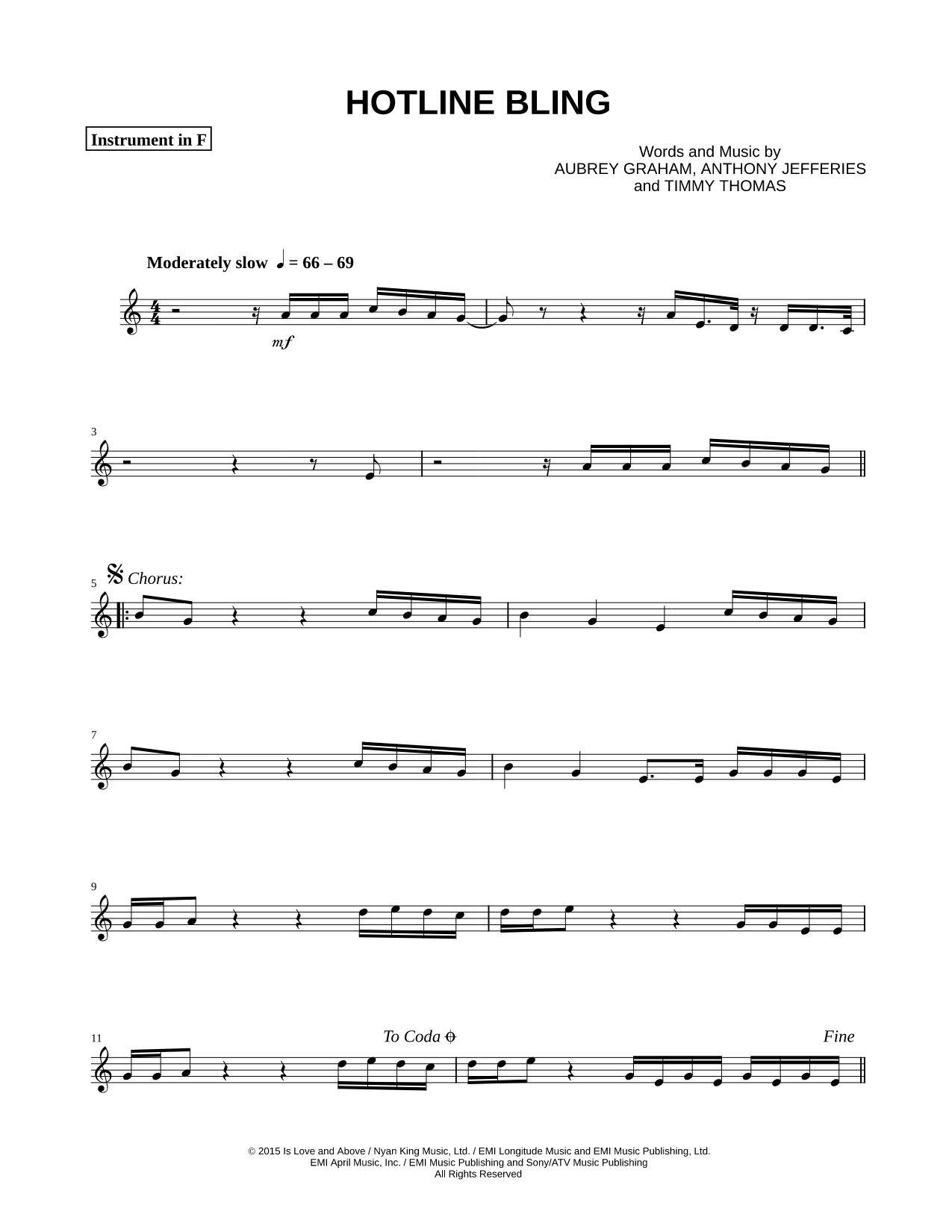 Collection: Hotline Bling - F Instrument & Piano