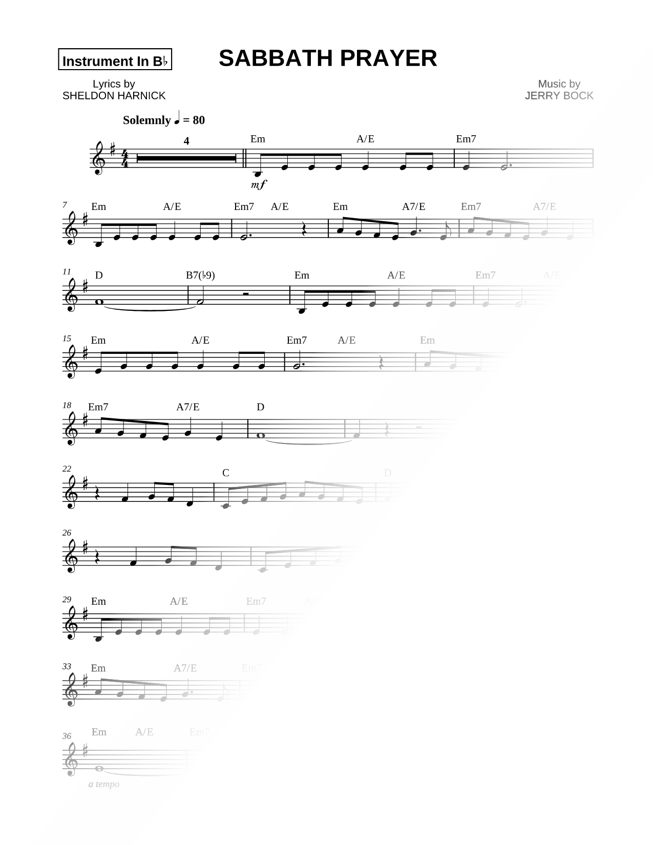 Collection: Sabbath Prayer - Bb Instrument & Piano/Vocal