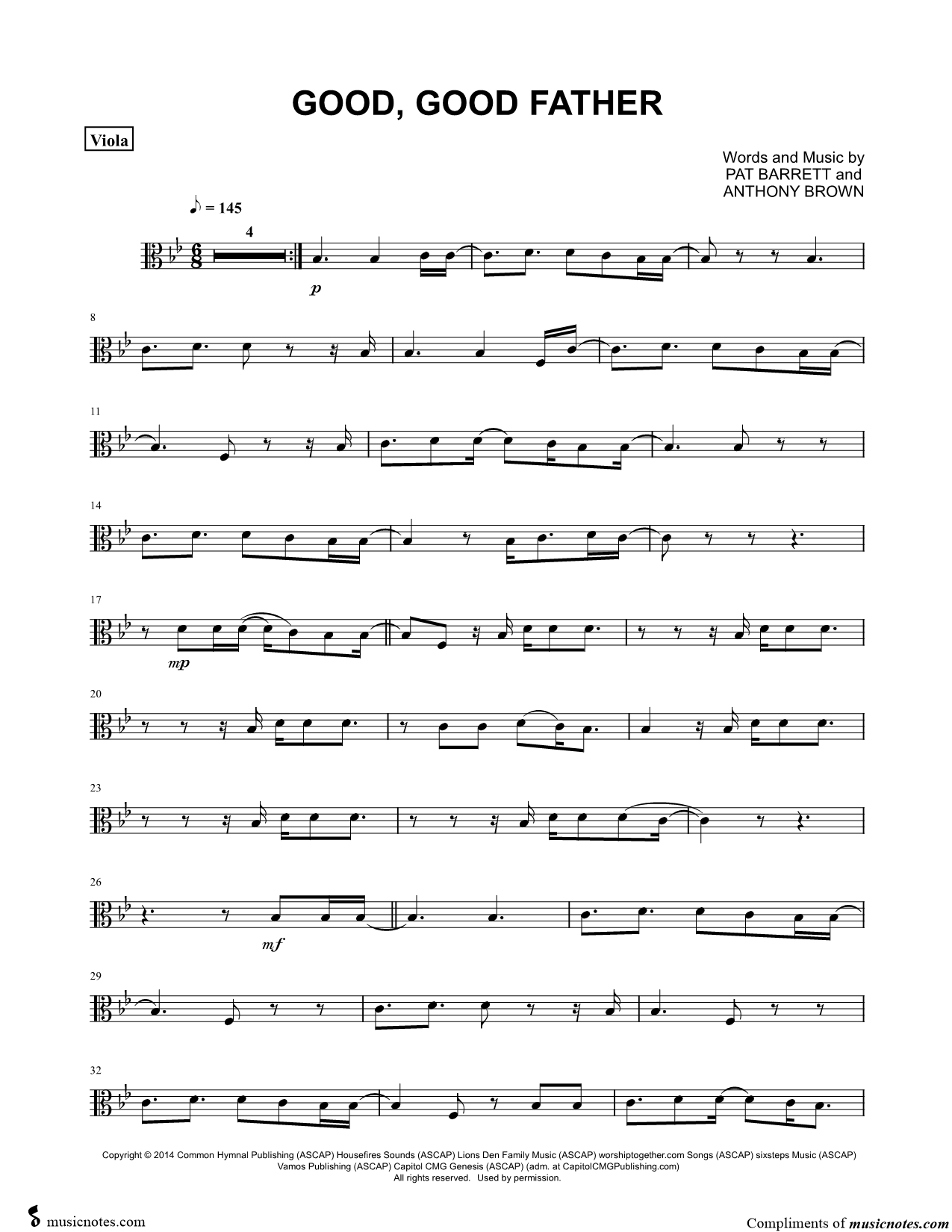 Collection: Good, Good Father - Viola & Piano