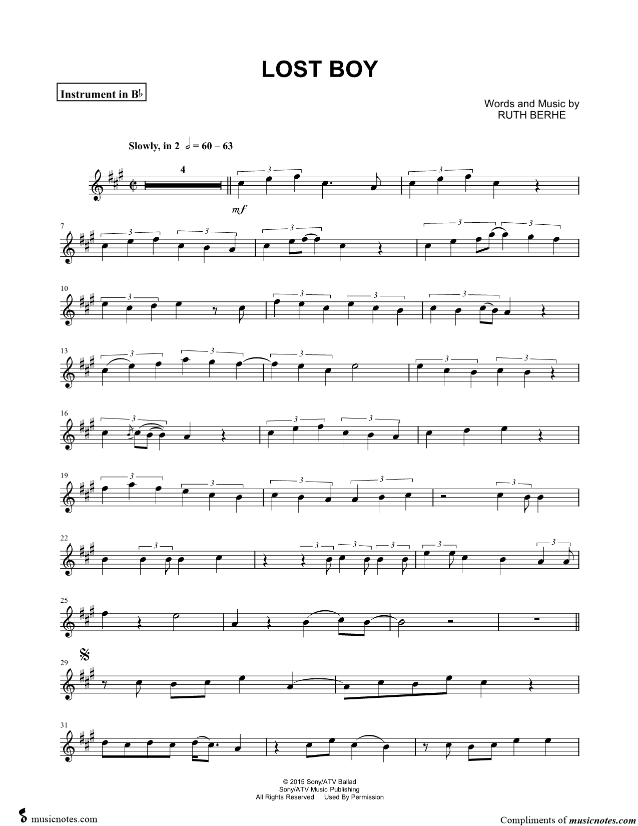 Collection: Lost Boy - Bb Instrument & Piano