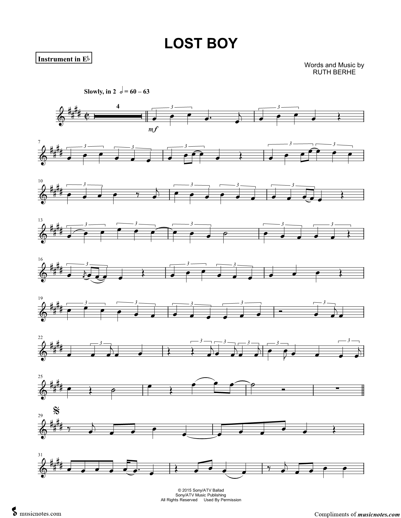 Collection: Lost Boy - Eb Instrument & Piano