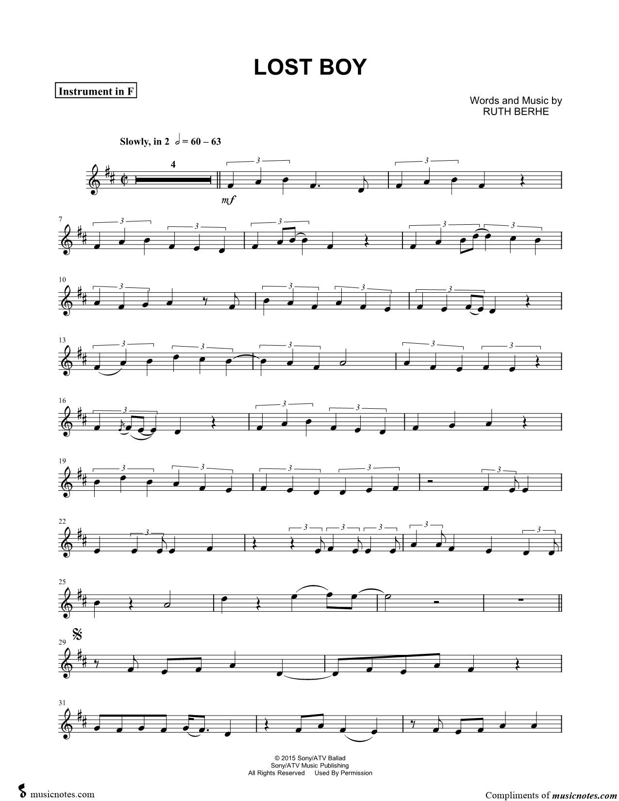 Collection: Lost Boy - F Instrument & Piano