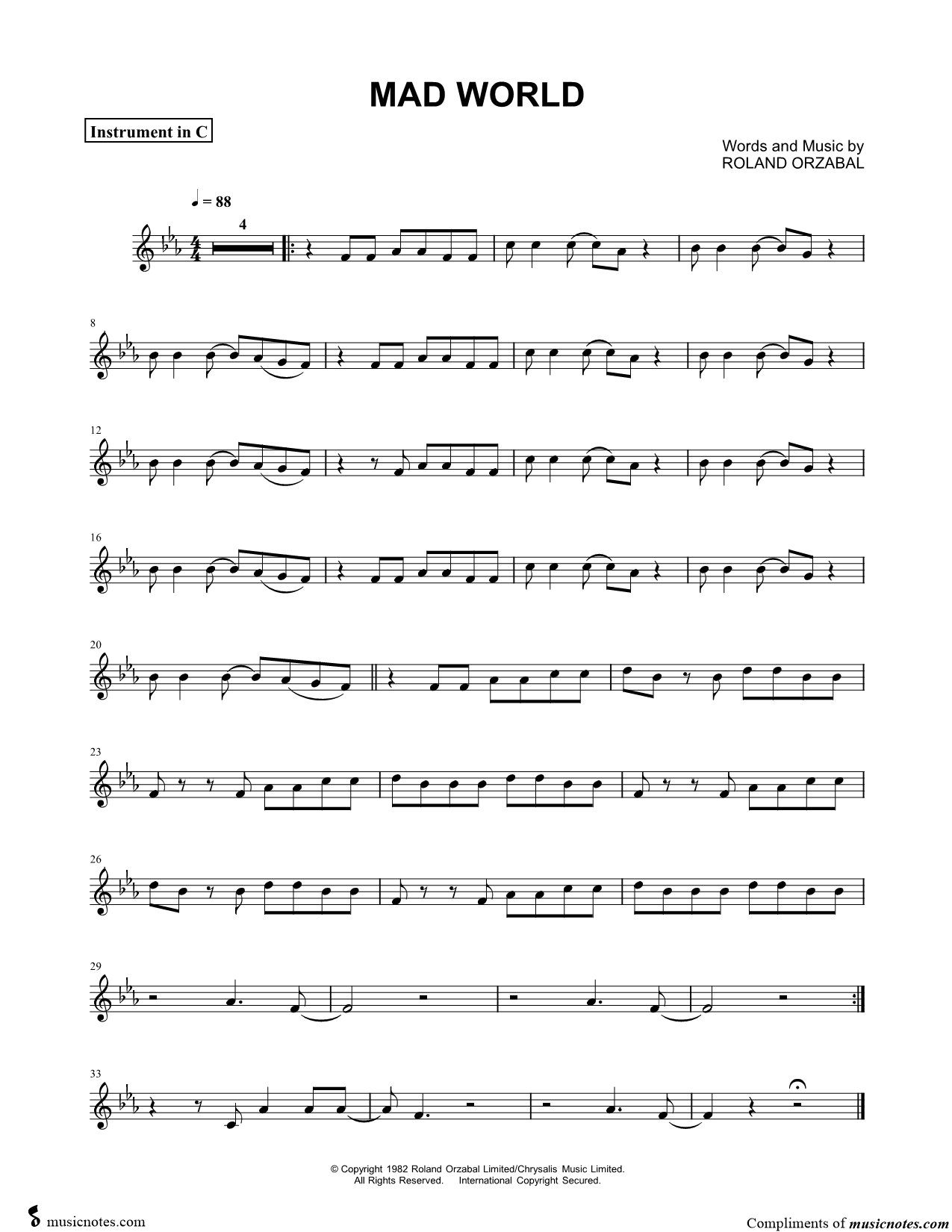Collection: Mad World - C Instrument & Piano