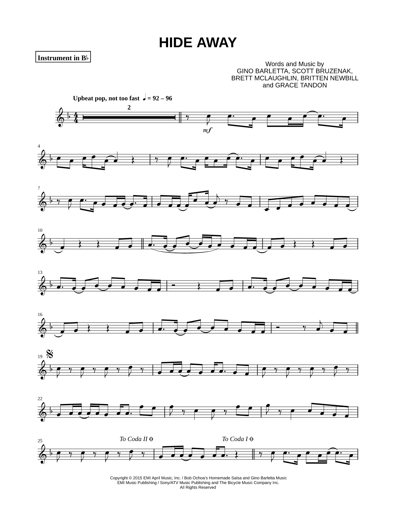 Collection: Hide Away - Bb Instrument & Piano