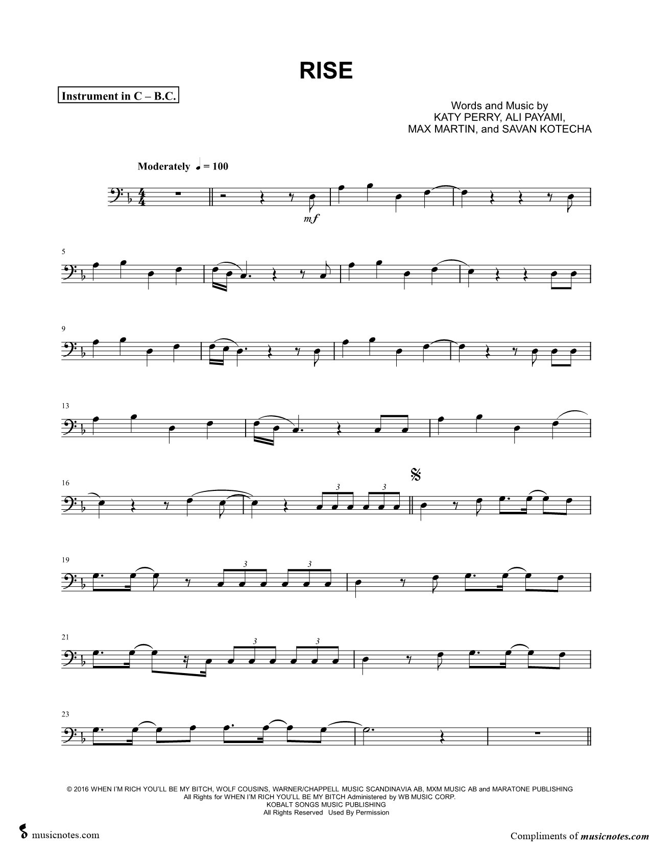 Collection: Rise - Bass Clef Instrument & Piano