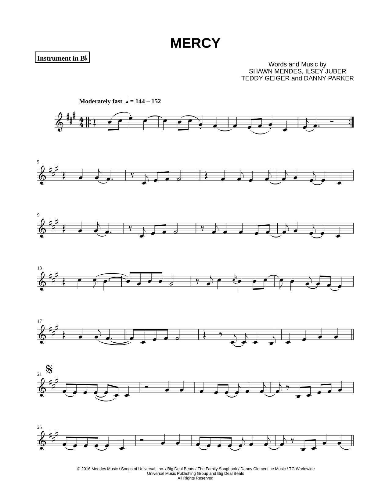 Collection: Mercy - Bb Instrument & Piano