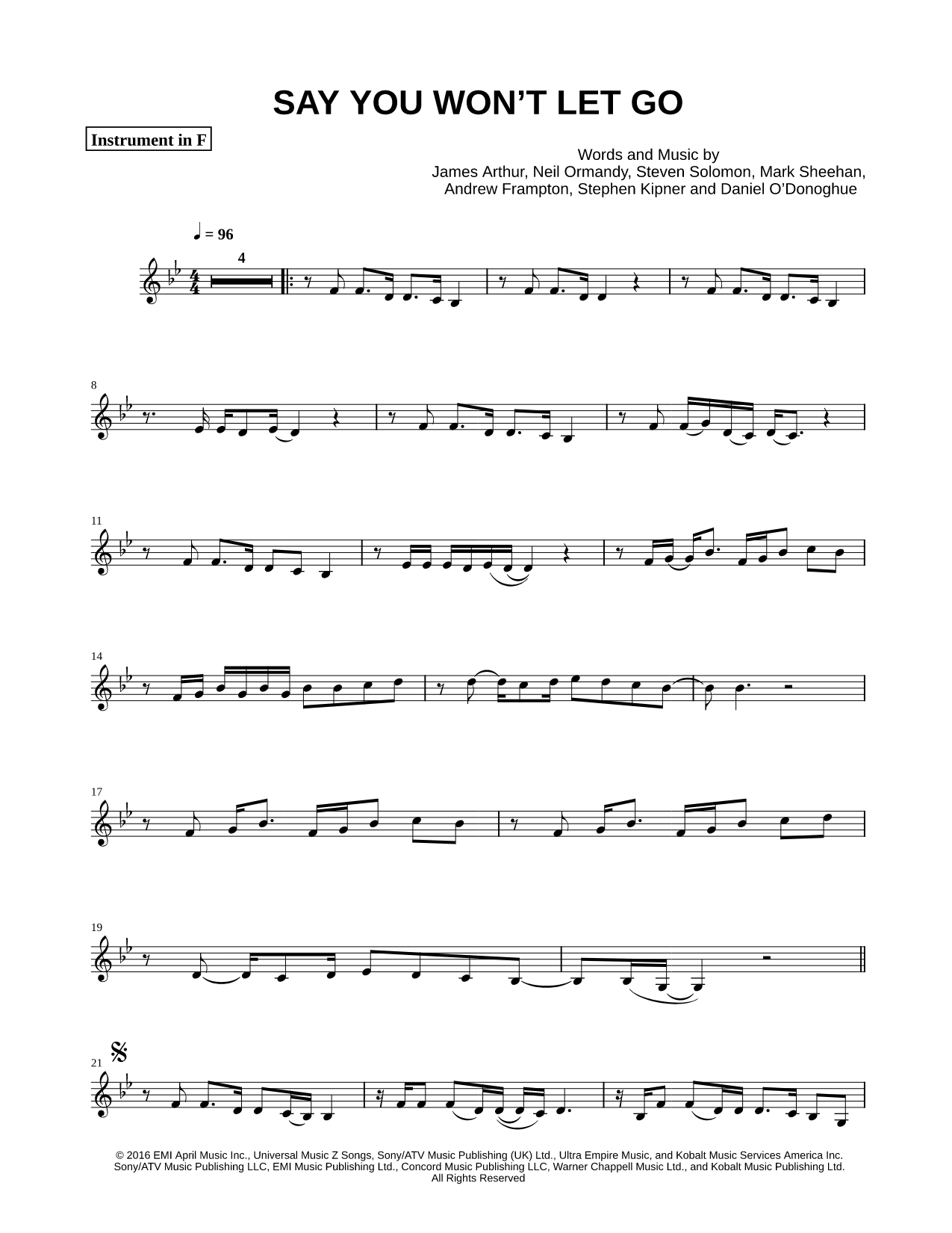 Collection: Say You Won't Let Go - F Instrument & Piano
