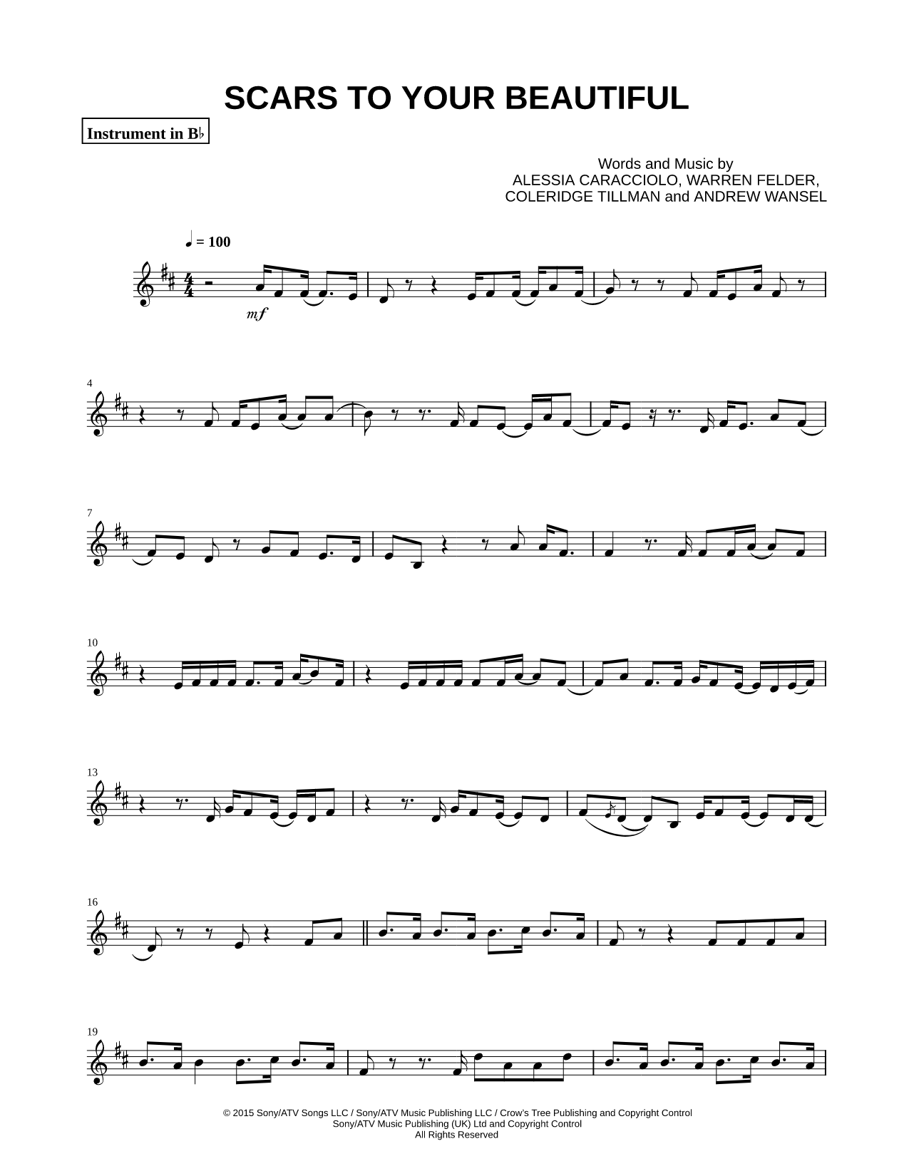 Collection: Scars to Your Beautiful - Bb Instrument & Piano