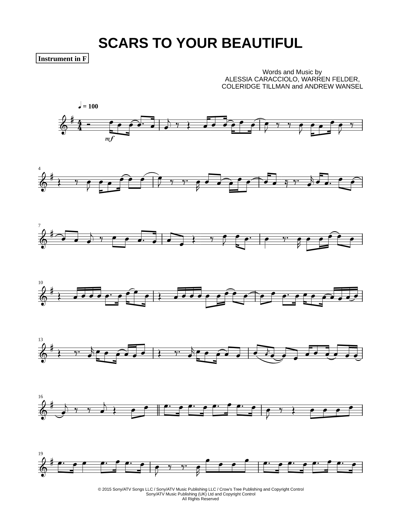 Collection: Scars to Your Beautiful - F Instrument & Piano