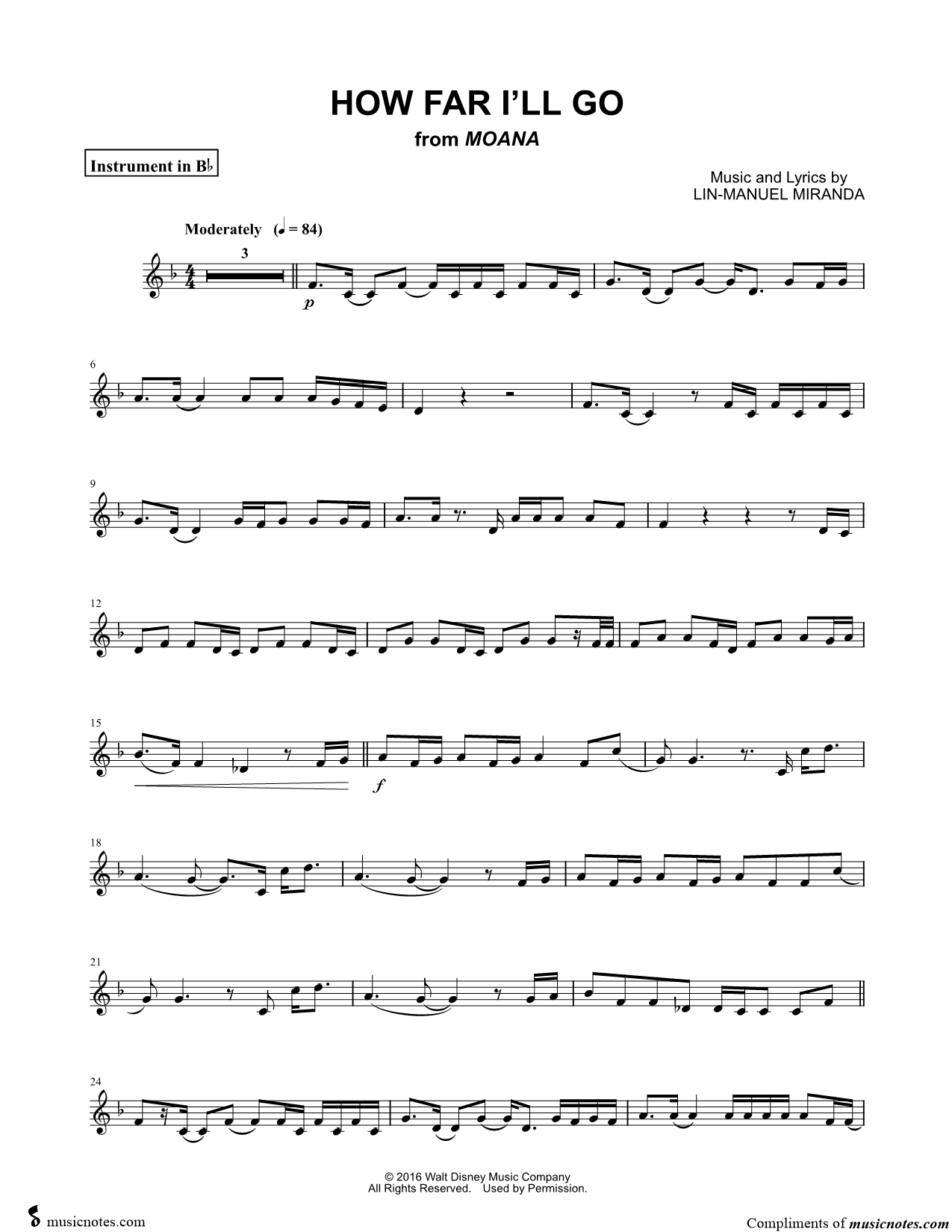 Collection: How Far I'll Go (Movie Version) - Bb Instrument & Piano