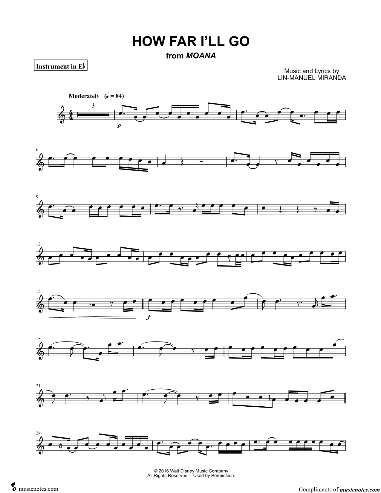 Collection: How Far I'll Go (Movie Version) - Eb Instrument & Piano