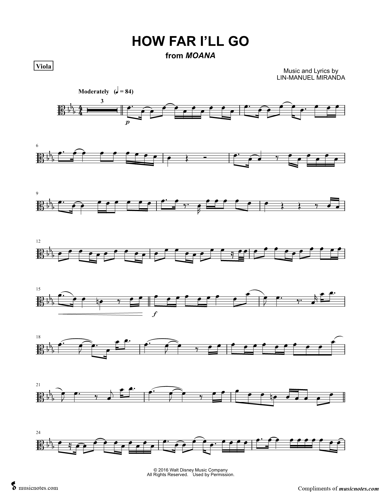 Collection: How Far I'll Go (Movie Version) - Viola & Piano