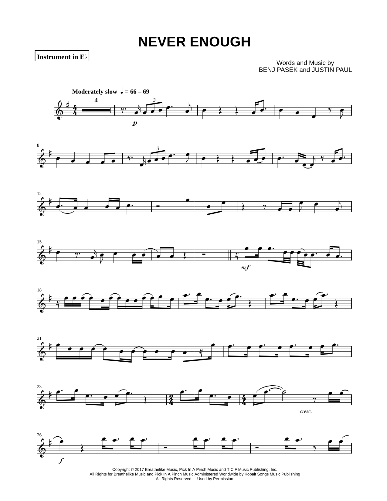 Collection: Never Enough - Eb Instrument & Piano