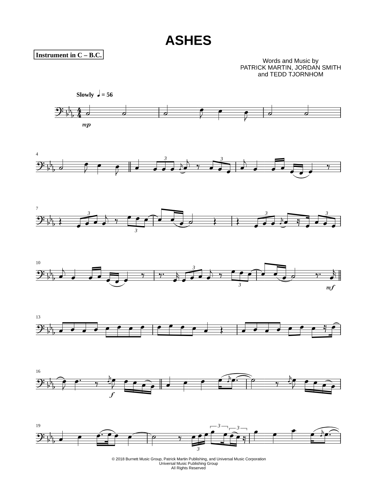 Collection: Ashes - Bass Clef Instrument & Piano