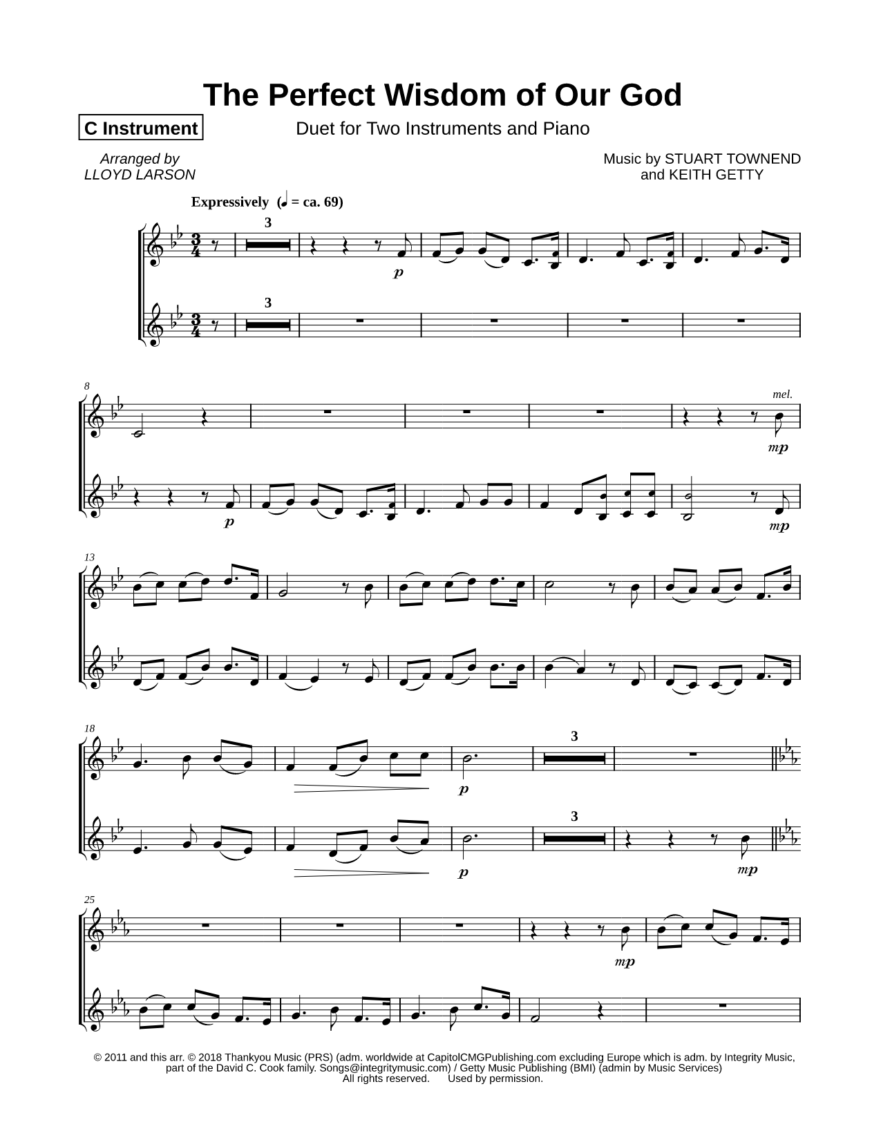 Collection: The Perfect Wisdom of Our God - C Instrument Duet & Piano